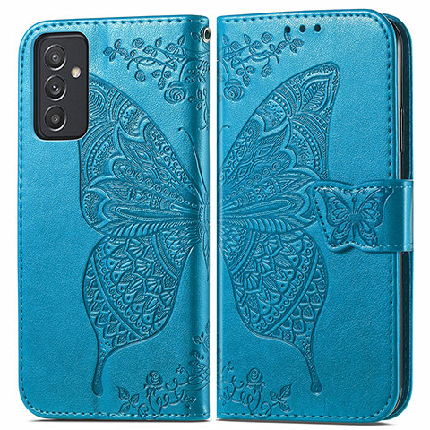 Coque Portefeuille Papillon Livre Cuir Etui Clapet pour Samsung Galaxy A34 5G Bleu