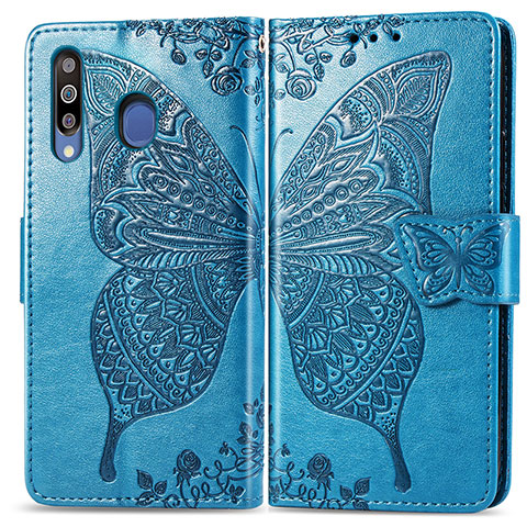 Coque Portefeuille Papillon Livre Cuir Etui Clapet pour Samsung Galaxy A40s Bleu