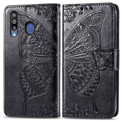 Coque Portefeuille Papillon Livre Cuir Etui Clapet pour Samsung Galaxy A40s Noir