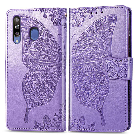 Coque Portefeuille Papillon Livre Cuir Etui Clapet pour Samsung Galaxy A40s Violet Clair