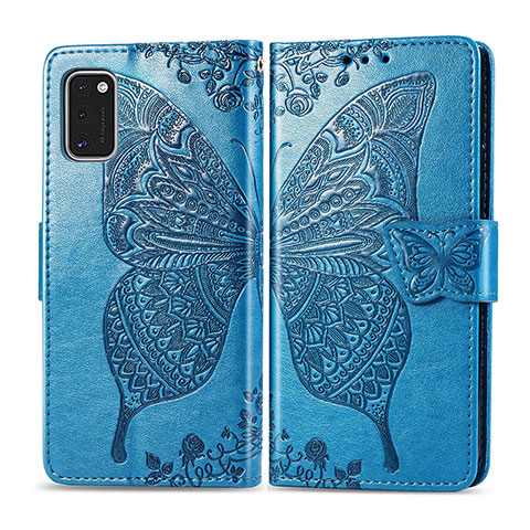 Coque Portefeuille Papillon Livre Cuir Etui Clapet pour Samsung Galaxy A41 Bleu