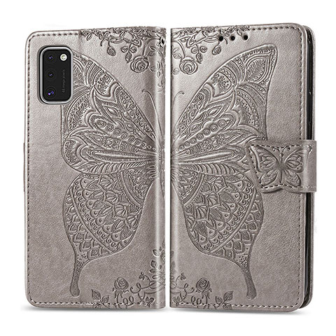 Coque Portefeuille Papillon Livre Cuir Etui Clapet pour Samsung Galaxy A41 Gris