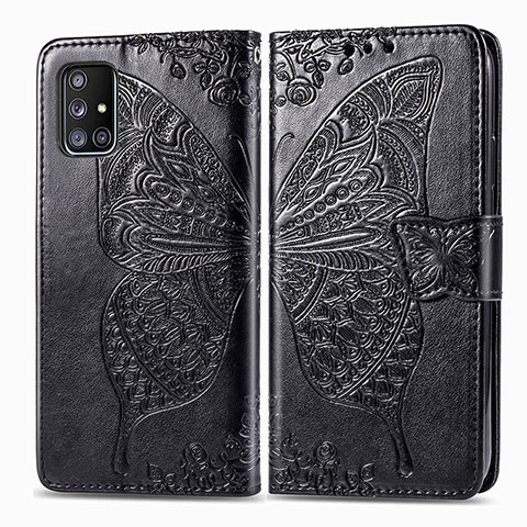 Coque Portefeuille Papillon Livre Cuir Etui Clapet pour Samsung Galaxy A51 4G Noir