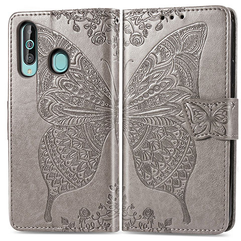 Coque Portefeuille Papillon Livre Cuir Etui Clapet pour Samsung Galaxy A60 Gris