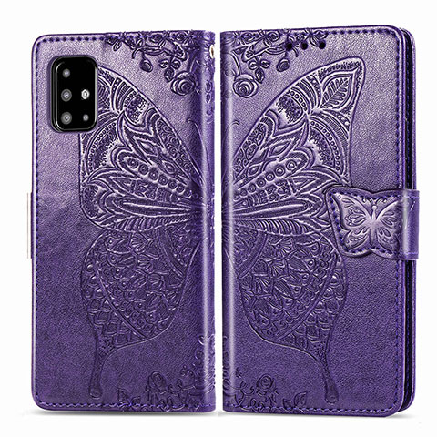 Coque Portefeuille Papillon Livre Cuir Etui Clapet pour Samsung Galaxy A71 5G Violet