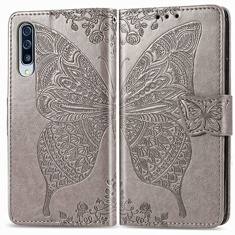 Coque Portefeuille Papillon Livre Cuir Etui Clapet pour Samsung Galaxy A90 5G Gris