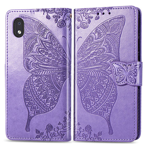 Coque Portefeuille Papillon Livre Cuir Etui Clapet pour Samsung Galaxy M01 Core Violet Clair