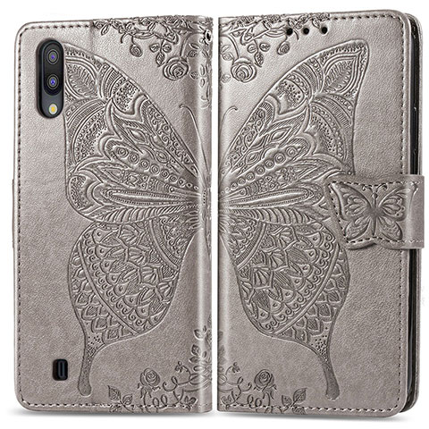 Coque Portefeuille Papillon Livre Cuir Etui Clapet pour Samsung Galaxy M10 Gris