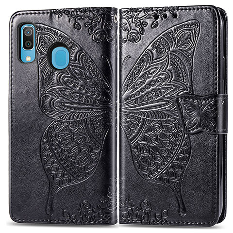 Coque Portefeuille Papillon Livre Cuir Etui Clapet pour Samsung Galaxy M10S Noir