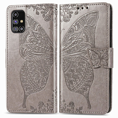 Coque Portefeuille Papillon Livre Cuir Etui Clapet pour Samsung Galaxy M31s Gris