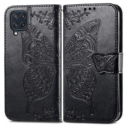 Coque Portefeuille Papillon Livre Cuir Etui Clapet pour Samsung Galaxy M32 4G Noir