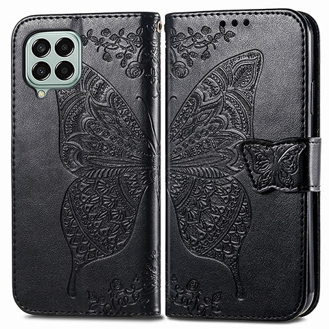 Coque Portefeuille Papillon Livre Cuir Etui Clapet pour Samsung Galaxy M33 5G Noir