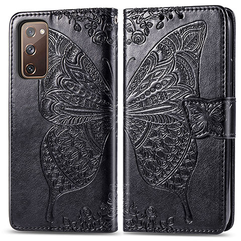 Coque Portefeuille Papillon Livre Cuir Etui Clapet pour Samsung Galaxy S20 FE (2022) 5G Noir