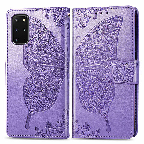 Coque Portefeuille Papillon Livre Cuir Etui Clapet pour Samsung Galaxy S20 Plus Violet Clair