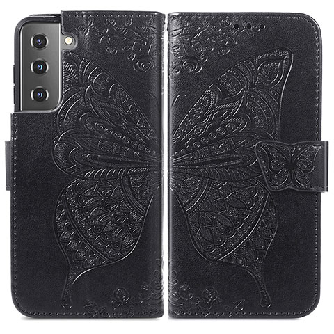 Coque Portefeuille Papillon Livre Cuir Etui Clapet pour Samsung Galaxy S22 5G Noir