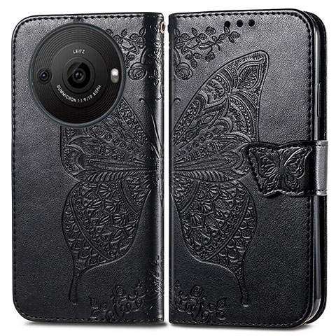 Coque Portefeuille Papillon Livre Cuir Etui Clapet pour Sharp Aquos R8s Pro Noir