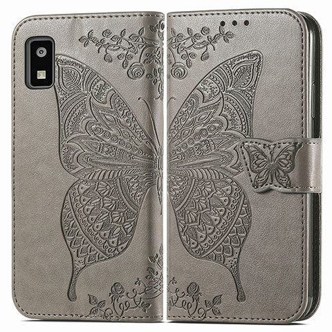 Coque Portefeuille Papillon Livre Cuir Etui Clapet pour Sharp Aquos wish3 Gris