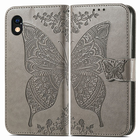 Coque Portefeuille Papillon Livre Cuir Etui Clapet pour Sony Xperia Ace III Gris