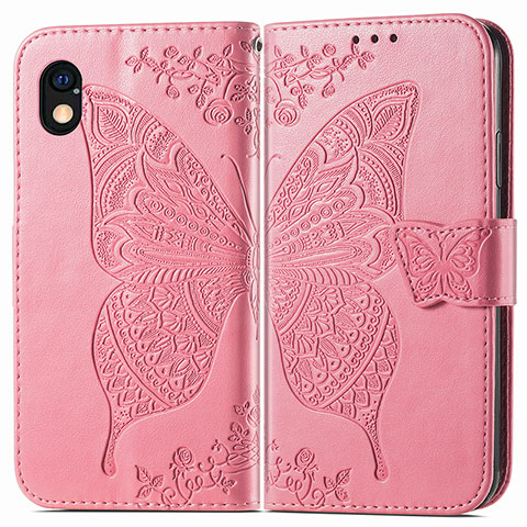 Coque Portefeuille Papillon Livre Cuir Etui Clapet pour Sony Xperia Ace III Rose Rouge