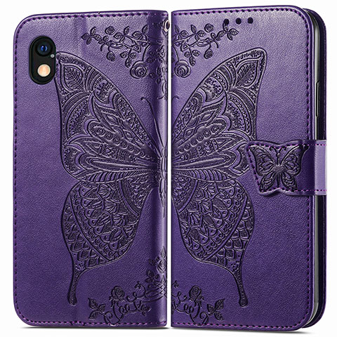 Coque Portefeuille Papillon Livre Cuir Etui Clapet pour Sony Xperia Ace III Violet