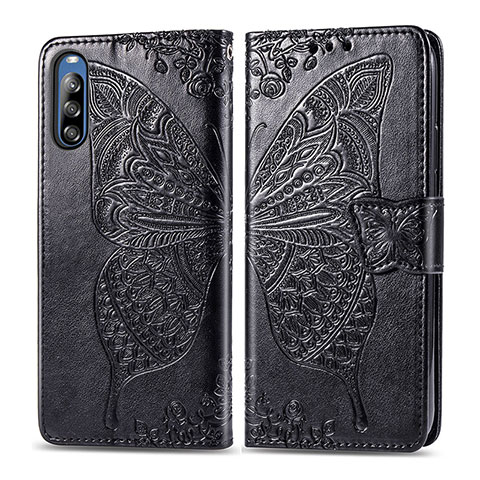 Coque Portefeuille Papillon Livre Cuir Etui Clapet pour Sony Xperia L4 Noir