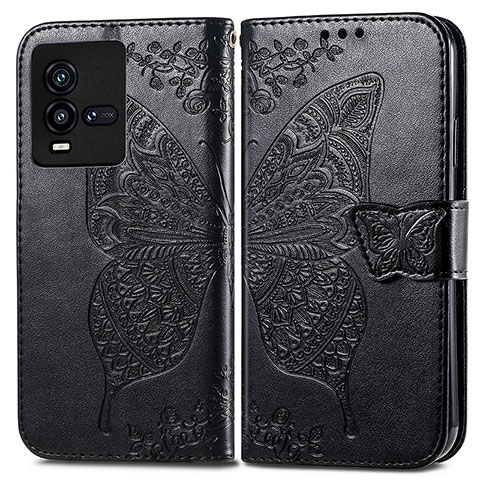 Coque Portefeuille Papillon Livre Cuir Etui Clapet pour Vivo iQOO 10 5G Noir