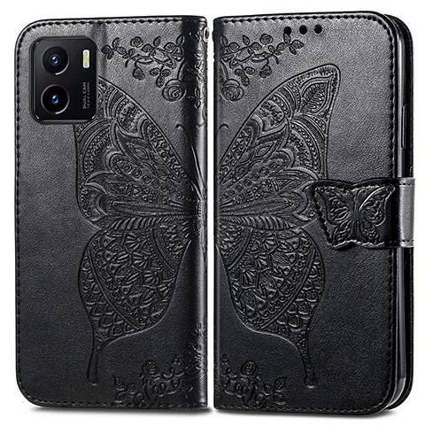 Coque Portefeuille Papillon Livre Cuir Etui Clapet pour Vivo iQOO U5x Noir