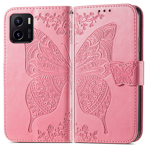 Coque Portefeuille Papillon Livre Cuir Etui Clapet pour Vivo Y10 t1 Rose Rouge