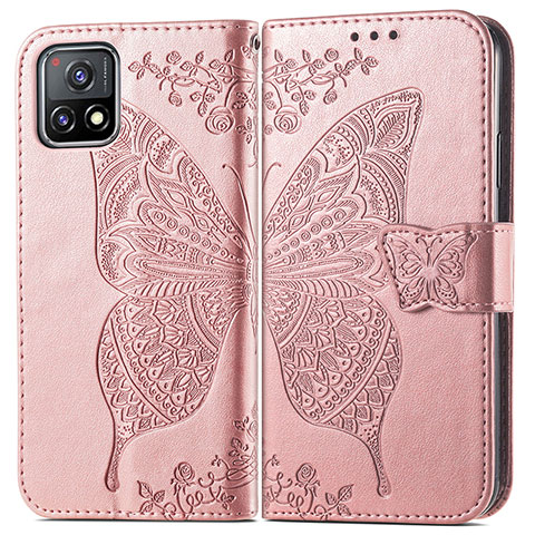 Coque Portefeuille Papillon Livre Cuir Etui Clapet pour Vivo Y52s 5G Rose