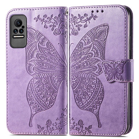 Coque Portefeuille Papillon Livre Cuir Etui Clapet pour Xiaomi Civi 5G Violet Clair