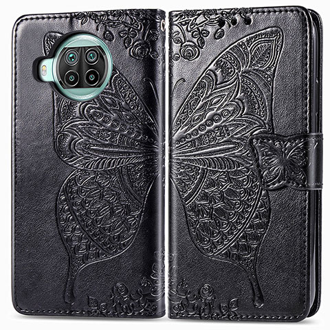 Coque Portefeuille Papillon Livre Cuir Etui Clapet pour Xiaomi Mi 10i 5G Noir