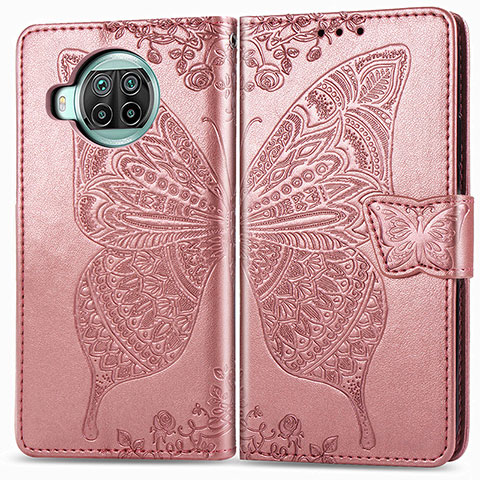 Coque Portefeuille Papillon Livre Cuir Etui Clapet pour Xiaomi Mi 10i 5G Rose