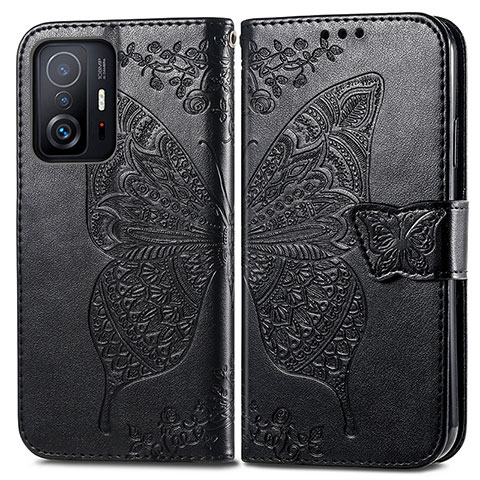 Coque Portefeuille Papillon Livre Cuir Etui Clapet pour Xiaomi Mi 11T Pro 5G Noir