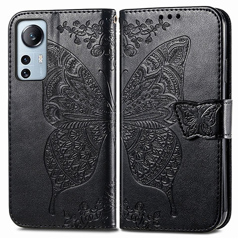 Coque Portefeuille Papillon Livre Cuir Etui Clapet pour Xiaomi Mi 12 Pro 5G Noir