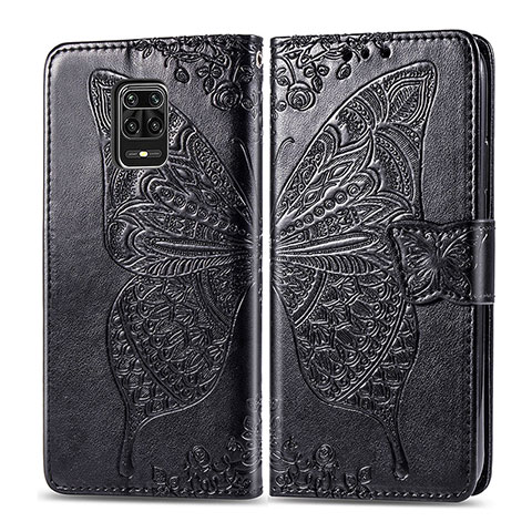 Coque Portefeuille Papillon Livre Cuir Etui Clapet pour Xiaomi Poco M2 Pro Noir