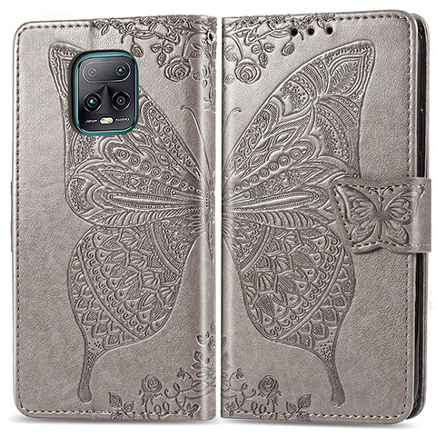 Coque Portefeuille Papillon Livre Cuir Etui Clapet pour Xiaomi Redmi 10X 5G Gris