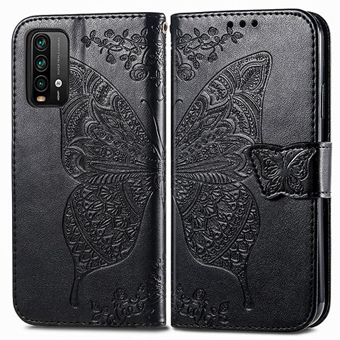 Coque Portefeuille Papillon Livre Cuir Etui Clapet pour Xiaomi Redmi 9 Power Noir