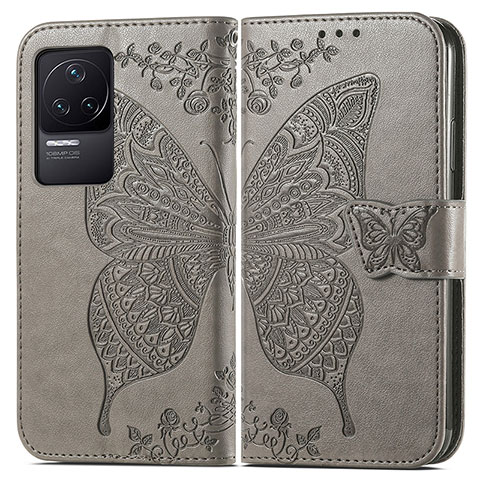 Coque Portefeuille Papillon Livre Cuir Etui Clapet pour Xiaomi Redmi K50 Pro 5G Gris