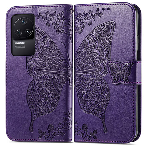 Coque Portefeuille Papillon Livre Cuir Etui Clapet pour Xiaomi Redmi K50 Pro 5G Violet