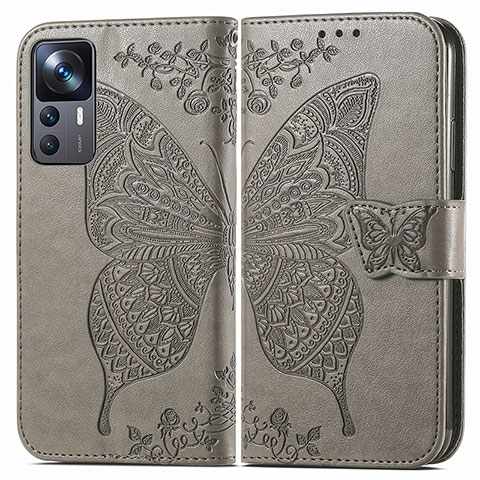 Coque Portefeuille Papillon Livre Cuir Etui Clapet pour Xiaomi Redmi K50 Ultra 5G Gris