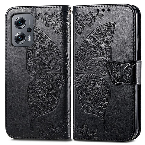 Coque Portefeuille Papillon Livre Cuir Etui Clapet pour Xiaomi Redmi K50i 5G Noir