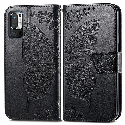 Coque Portefeuille Papillon Livre Cuir Etui Clapet pour Xiaomi Redmi Note 10 5G Noir