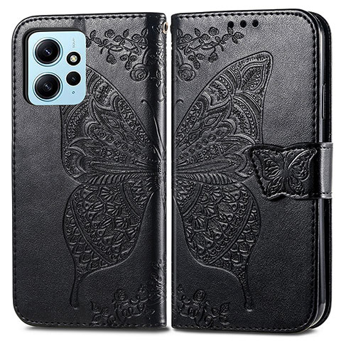 Coque Portefeuille Papillon Livre Cuir Etui Clapet pour Xiaomi Redmi Note 12 4G Noir