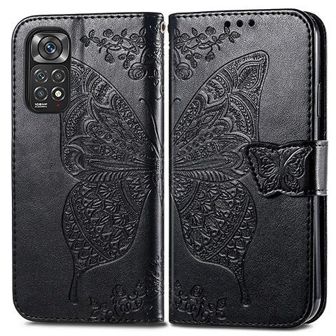 Coque Portefeuille Papillon Livre Cuir Etui Clapet pour Xiaomi Redmi Note 12 Pro 4G Noir