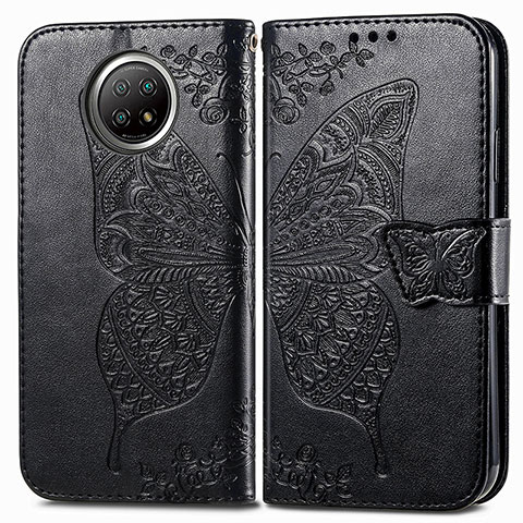 Coque Portefeuille Papillon Livre Cuir Etui Clapet pour Xiaomi Redmi Note 9 5G Noir