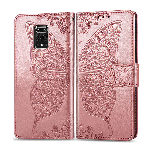 Coque Portefeuille Papillon Livre Cuir Etui Clapet pour Xiaomi Redmi Note 9 Pro Max Rose