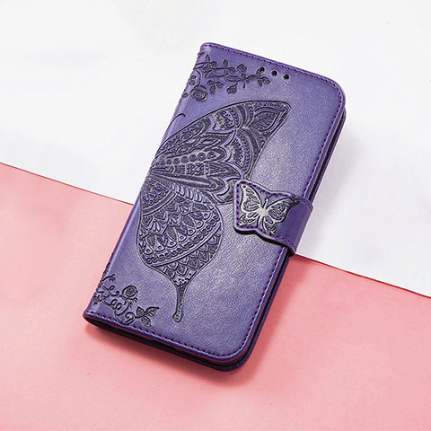 Coque Portefeuille Papillon Livre Cuir Etui Clapet S01D pour Huawei Enjoy 50 Pro Violet