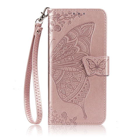 Coque Portefeuille Papillon Livre Cuir Etui Clapet S01D pour Huawei Honor 10X Lite Or Rose