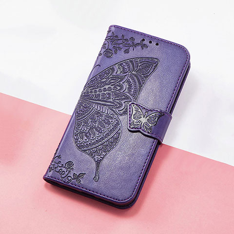 Coque Portefeuille Papillon Livre Cuir Etui Clapet S01D pour Huawei Honor 50 SE 5G Violet