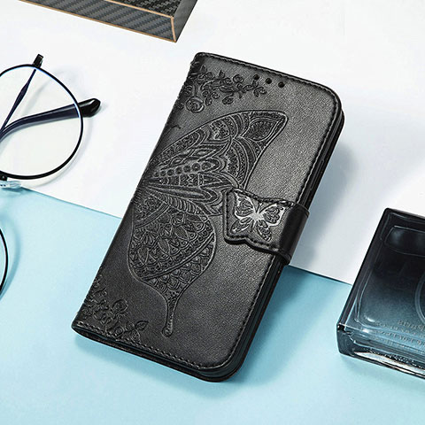 Coque Portefeuille Papillon Livre Cuir Etui Clapet S01D pour Huawei Honor 80 Pro 5G Noir